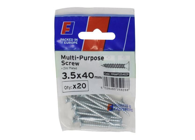 ForgeFix Multi-Purpose Pozi Screw CSK ST ZP 3.5 x 40mm ForgePack 20 ForgeFix - RockBottom Northampton