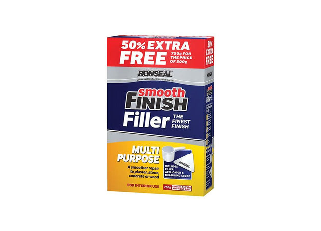 Ronseal Smooth Finish Multipurpose Wall Powder Filler 500g + 50% Ronseal - RockBottom Nothampton