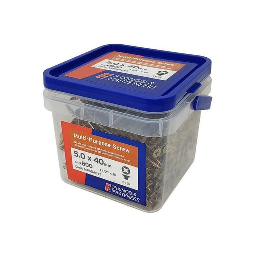 Forgefix Multi-Purpose Pozi Compatible Screw CSK ST ZYP 5.0 x 40mm Tub 800 ForgeFix - RockBottom Northampton