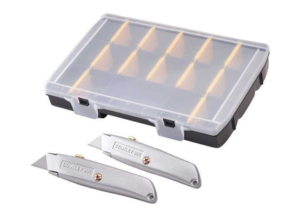 Stanley® Hand Tools 99E Trimming Knife Twin Pack with 50 Spare Blades in Organiser STANLEY® Hand Tools - RockBottom Nothampton