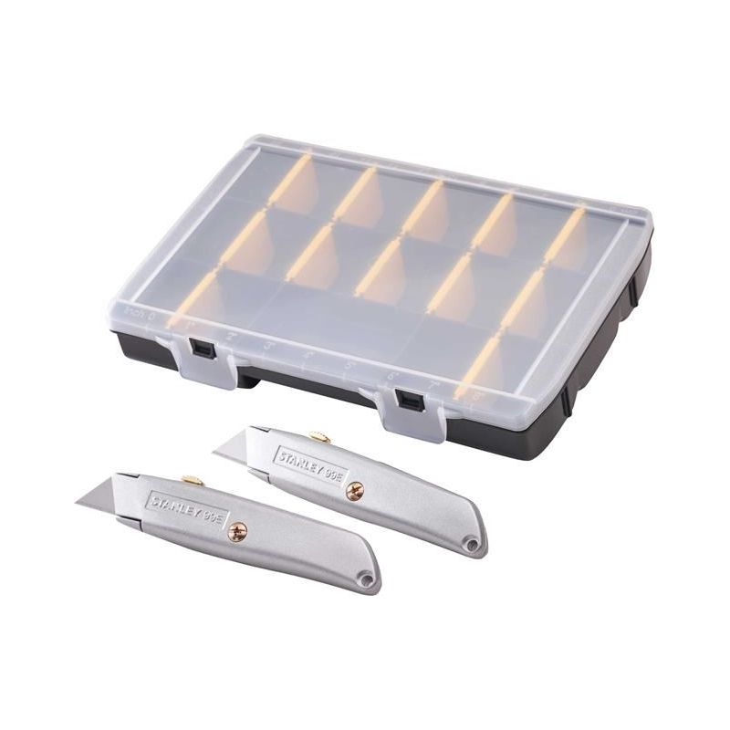 Stanley® Hand Tools 99E Trimming Knife Twin Pack with 50 Spare Blades in Organiser STANLEY® Hand Tools - RockBottom Nothampton