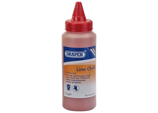 Draper Plastic Bottle of Red Chalk for Chalk Line, 115g 42975 Draper - Town Tools 