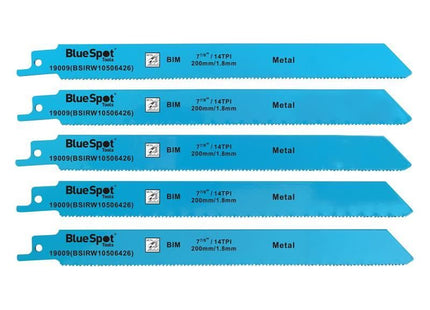 Bluespot Tools Bi-Metal Reciprocating Saw Blade 240mm x 5 TPI Pack of 5 BlueSpot Tools - RockBottom Northampton