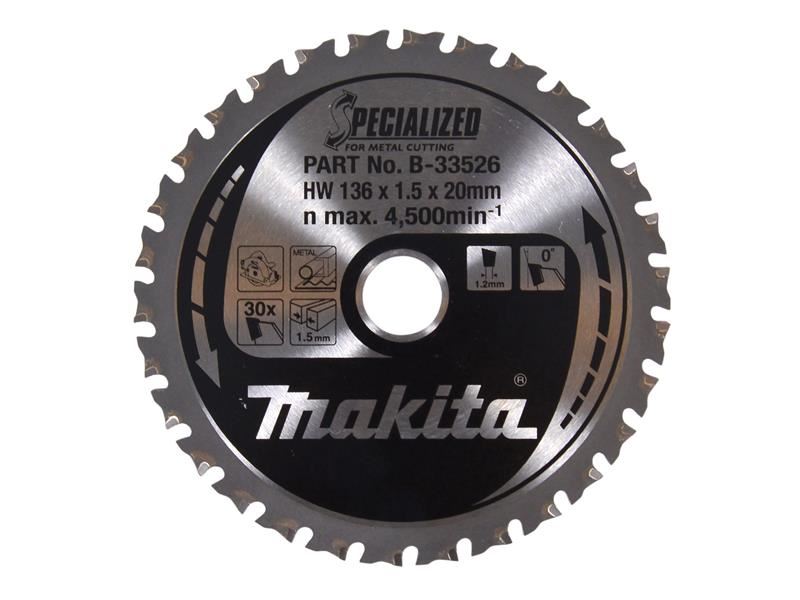 Makita B-33526 Specialized for Metal Cutting Saw Blade 136 x 20mm x 30T Makita - RockBottom Northampton 