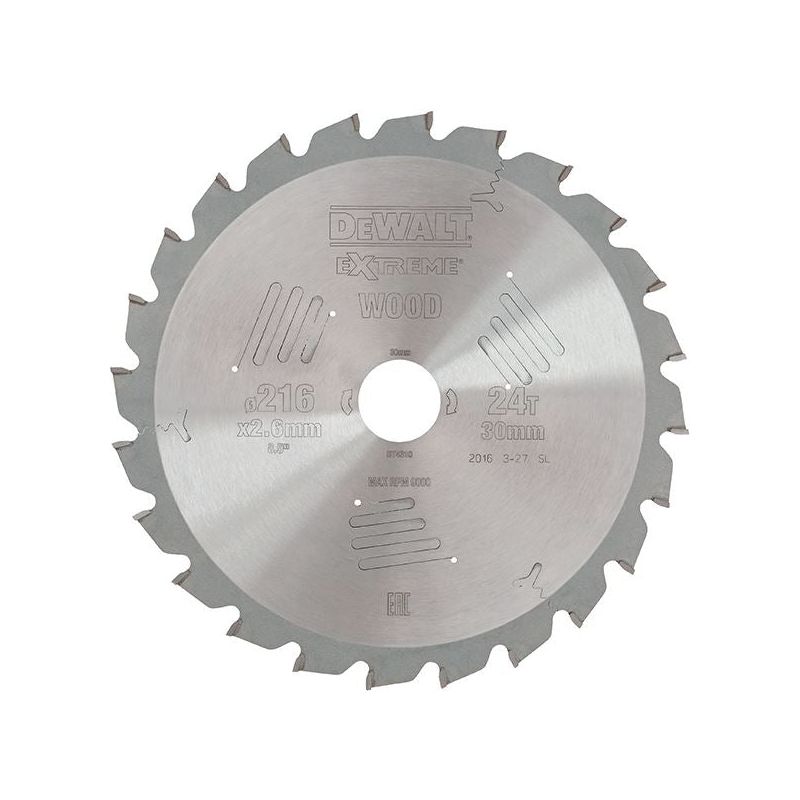 Dewalt Power Tools Series 60 Circular Saw Blade 216 x 30mm x 24T ATB/Neg DeWALT Power Tools - RockBottom Northampton