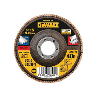 Dewalt Power Tools Extreme Flap Disc 115 x 22.2mm 40G DeWALT Power Tools - RockBottom Northampton