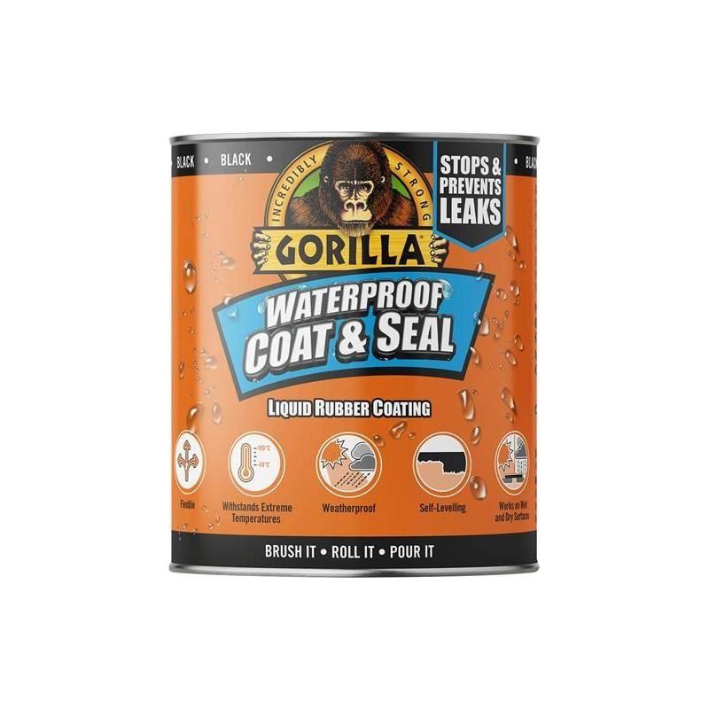 Gorilla Glue Waterproof Coat & Seal Liquid Rubber Coating Black 473ml Gorilla Glue - RockBottom Northampton