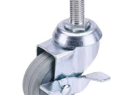 Draper Swivel Bolt Fixing Rubber Castor with Brake, 50mm Diameter, S.W.L. 50kg Draper - Town Tools 