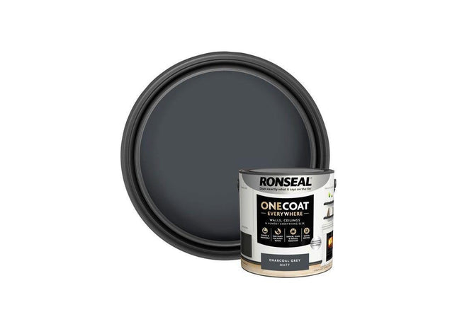 Ronseal One Coat Everywhere Interior Paint Charcoal Grey Matt 2.5 litre Ronseal - RockBottom Nothampton