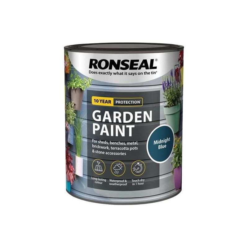 Ronseal Garden Paint Midnight Blue 750ml Ronseal - RockBottom Nothampton