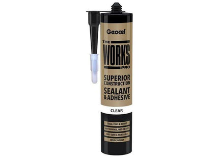Geocel THE WORKS PRO Sealant & Adhesive Clear 290ml Geocel - RockBottom Northampton