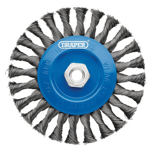 Draper Steel Twist-Knot Flat Wire Wheel Brush, 150mm, M14 Draper - Town Tools