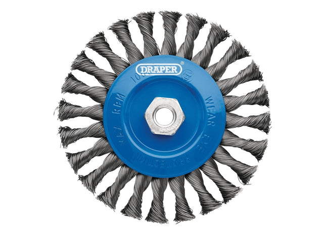 Draper Steel Twist-Knot Flat Wire Wheel Brush, 150mm, M14 Draper - Town Tools