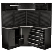 Bunker 18 Piece Modular Storage Corner Combo with Stainless Steel Worktop, 3454mm Draper - Town Tools