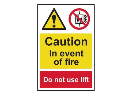 Scan Caution Event of Fire Do Not Use Lift - PVC Sign 200 x 300mm Scan - RockBottom Nothampton
