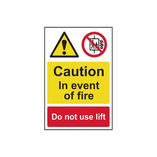 Scan Caution Event of Fire Do Not Use Lift - PVC Sign 200 x 300mm Scan - RockBottom Nothampton