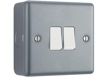 Masterplug Metal Clad 2-Gang 2-Way Light Switch Masterplug - RockBottom Northampton