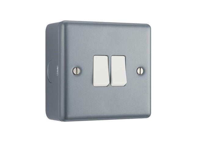 Masterplug Metal Clad 2-Gang 2-Way Light Switch Masterplug - RockBottom Northampton