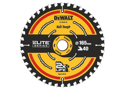 Dewalt Power Tools ELITE™ Series Framing Circular Saw Blade 165 x 20mm x 40T DeWALT Power Tools - RockBottom Northampton