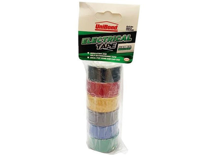 Unibond Electrical Tape (6 Colour Pack) 19mm x 3.5m UniBond - RockBottom Northampton