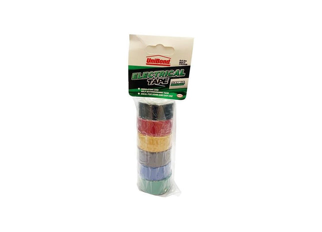 Unibond Electrical Tape (6 Colour Pack) 19mm x 3.5m UniBond - RockBottom Northampton