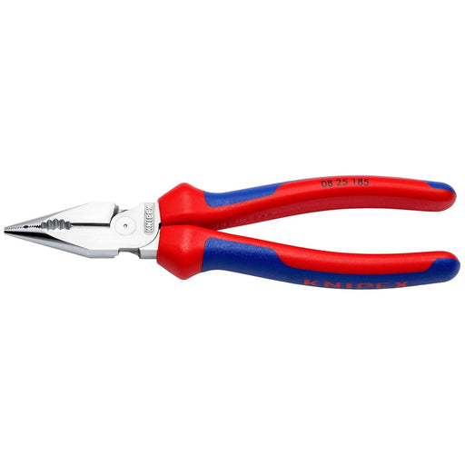 Knipex 08 25 185 SB Needle-Nose Combination Pliers with multi-component grips chrome-plated, 185mm Draper - Town Tools