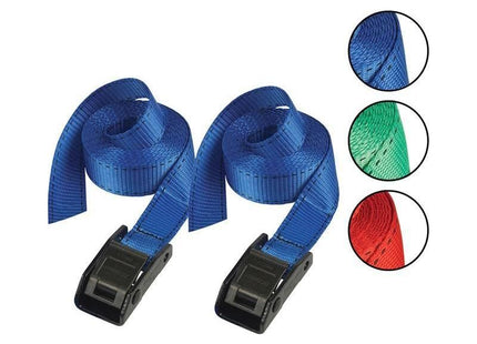 Master Lock Lashing Strap with Metal Buckle, Coloured 5m 150kg (Pack 2) Master Lock - RockBottom Northampton