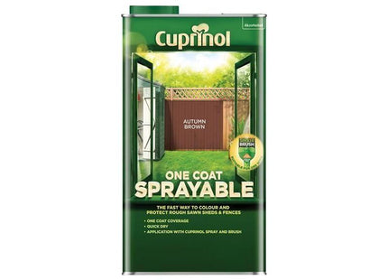 Cuprinol One Coat Sprayable Fence Treatment Autumn Brown 5 litre Cuprinol - RockBottom Northampton