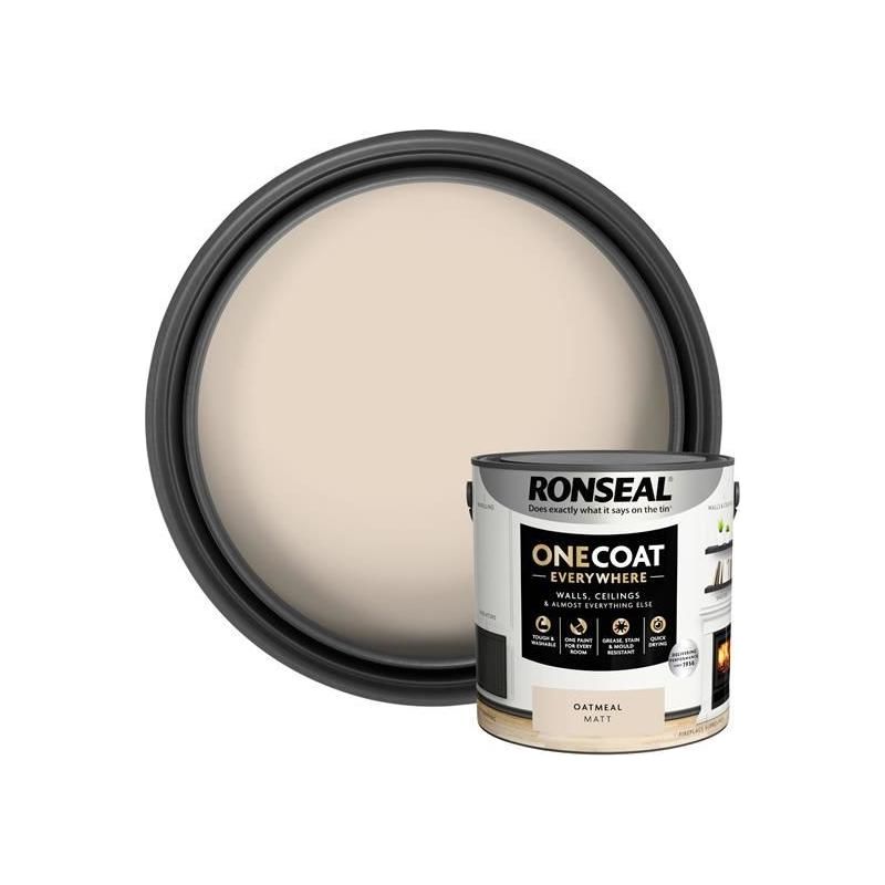 Ronseal One Coat Everywhere Interior Paint Oatmeal Matt 2.5 litre Ronseal - RockBottom Nothampton
