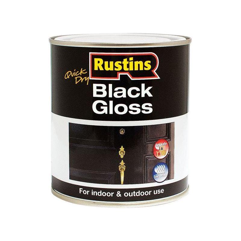Rustins Quick Dry Black Gloss 1 Litre Rustins - RockBottom Nothampton
