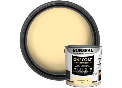 Ronseal One Coat Everywhere Interior Paint Buttercream Matt 2.5 litre Ronseal - RockBottom Nothampton