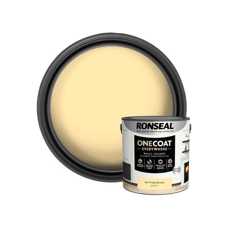 Ronseal One Coat Everywhere Interior Paint Buttercream Matt 2.5 litre Ronseal - RockBottom Nothampton