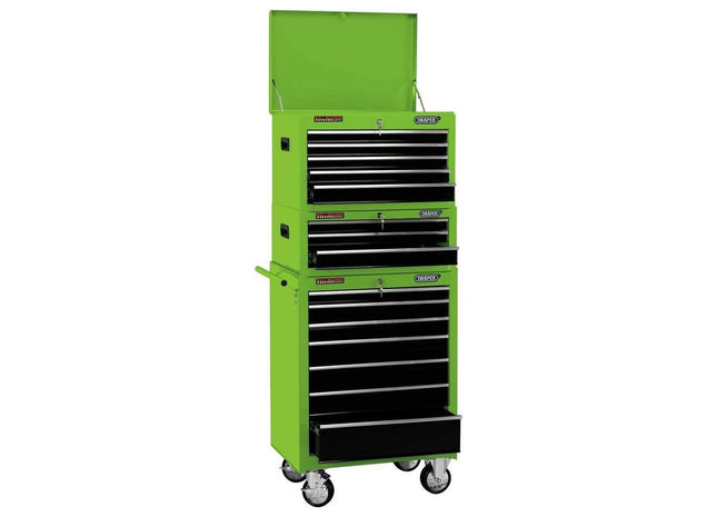 Draper Combination Roller Cabinet and Tool Chest, 15 Drawer, 26", Green 04596 Draper - Town Tools 
