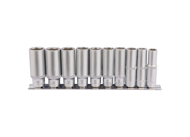 Draper Deep Socket Set on Metal Rail, 3/8" Sq. Dr. (10 Piece) Draper - Town Tools