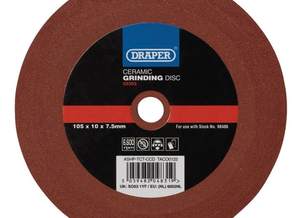 Draper Ceramic Grinding Disc, 105 x 10 x 7.5mm 03353 Draper - Town Tools 