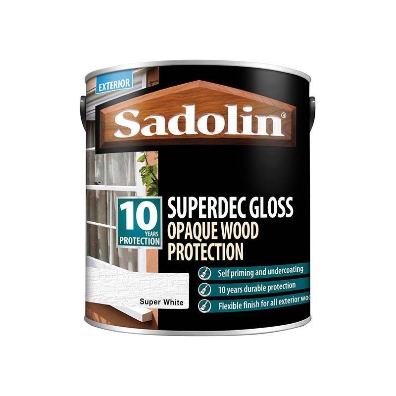 Sadolin Superdec Opaque Wood Protection Super White Gloss 2.5 litre Sadolin - RockBottom Nothampton