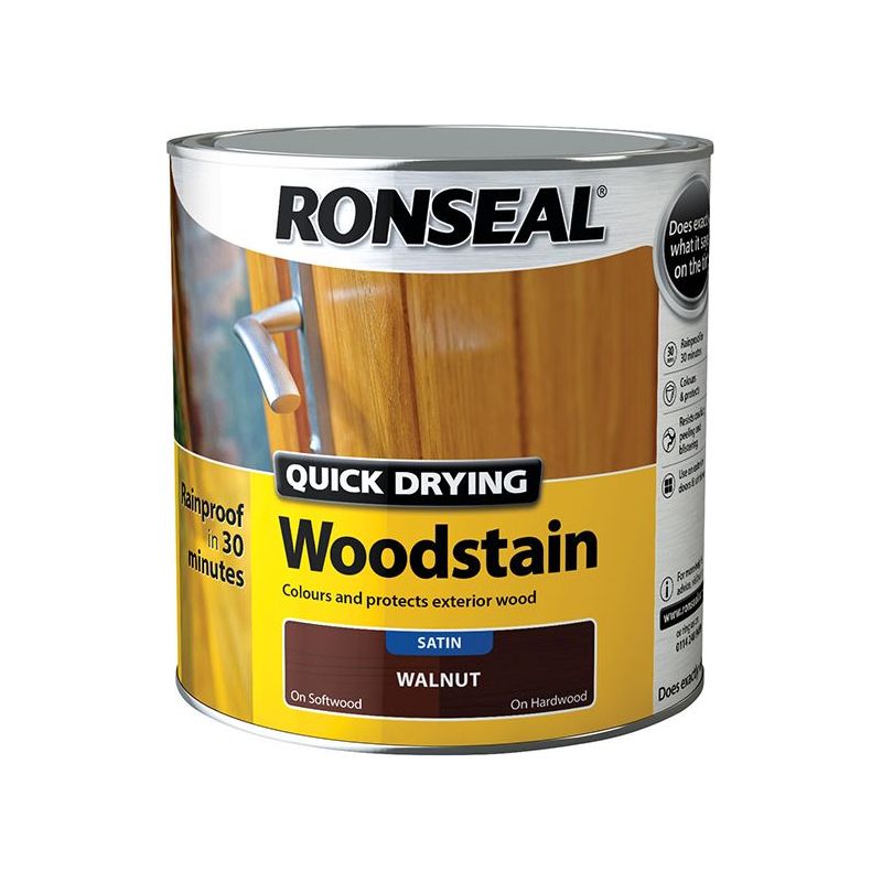 Ronseal Quick Drying Woodstain Satin Walnut 750ml Ronseal - RockBottom Nothampton