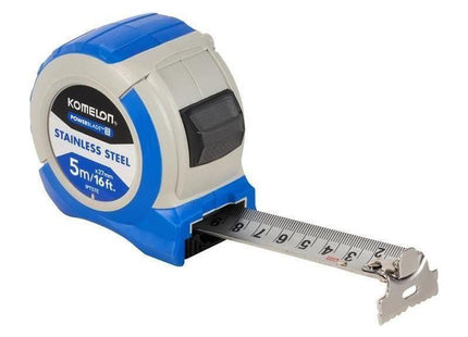 Komelon Stainless Steel PowerBlade™ Pocket Tape 5m/16ft (Width 27mm) Komelon - RockBottom Northampton