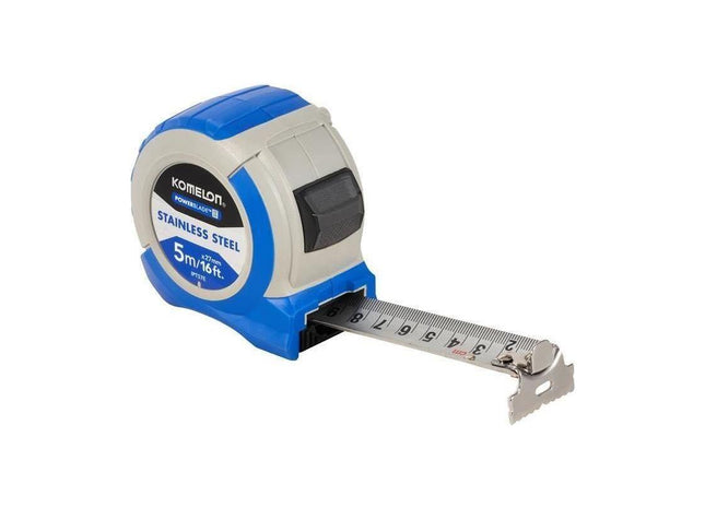 Komelon Stainless Steel PowerBlade™ Pocket Tape 5m/16ft (Width 27mm) Komelon - RockBottom Northampton