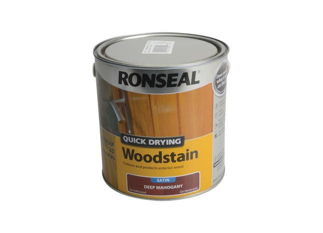 Ronseal Quick Drying Woodstain Satin Deep Mahogany 2.5 litre Ronseal - RockBottom Nothampton