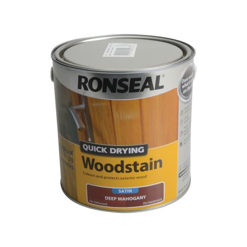 Ronseal Quick Drying Woodstain Satin Deep Mahogany 2.5 litre Ronseal - RockBottom Nothampton