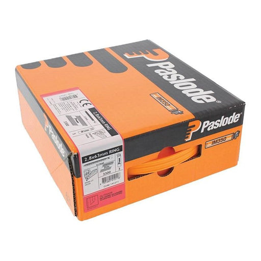 Paslode 2.8 x 63mm 350+ Ring Nails HD Galvanised Finish Box of 3300 + 3 Fuel Cells Paslode - RockBottom Nothampton