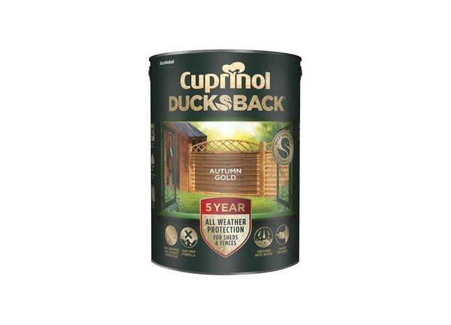 Cuprinol Ducksback 5 Year Waterproof for Sheds & Fences Autumn Gold 5 litre Cuprinol - RockBottom Northampton