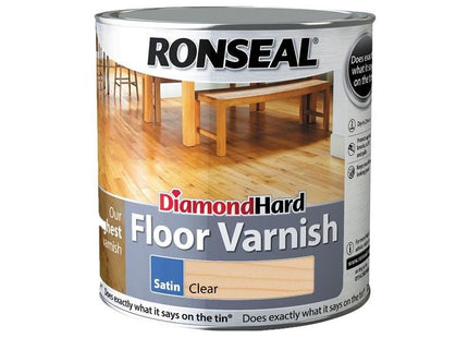 Ronseal Diamond Hard Floor Varnish Satin 2.5 litre Ronseal - RockBottom Nothampton