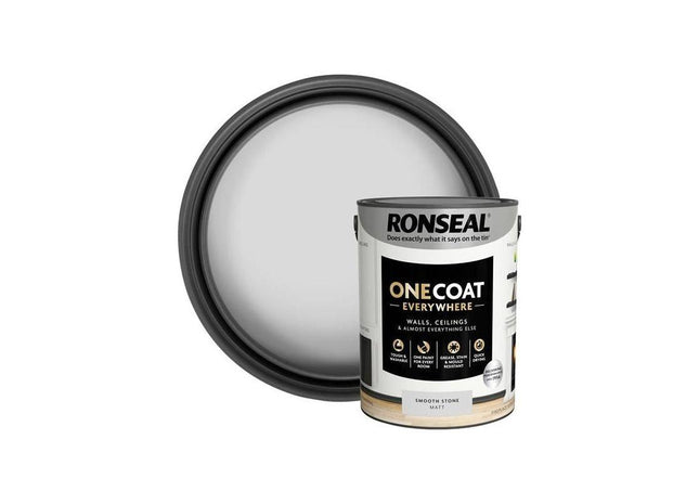 Ronseal One Coat Everywhere Interior Smooth Stone Matt 5 litre Ronseal - RockBottom Nothampton