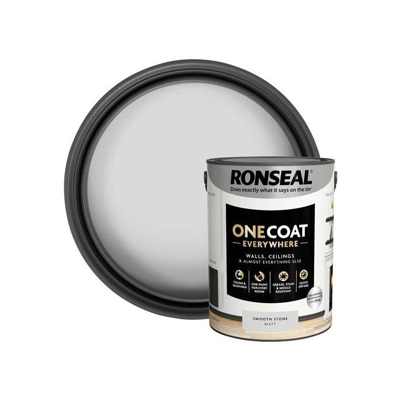 Ronseal One Coat Everywhere Interior Smooth Stone Matt 5 litre Ronseal - RockBottom Nothampton