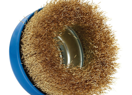 Draper Brassed Steel Crimped Wire Cup Brush, 100mm, M14 41445 Draper - Town Tools 
