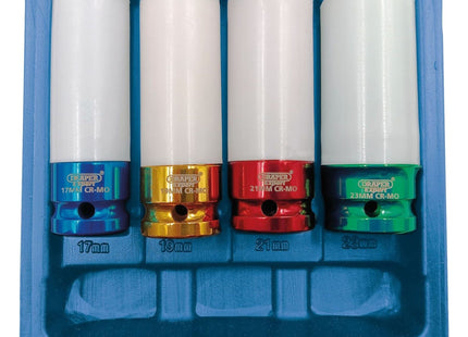 Draper Wheel Nut Socket for Alloy Wheels, 1/2" Sq. Dr. (4 Piece) 82972 Draper - Town Tools 