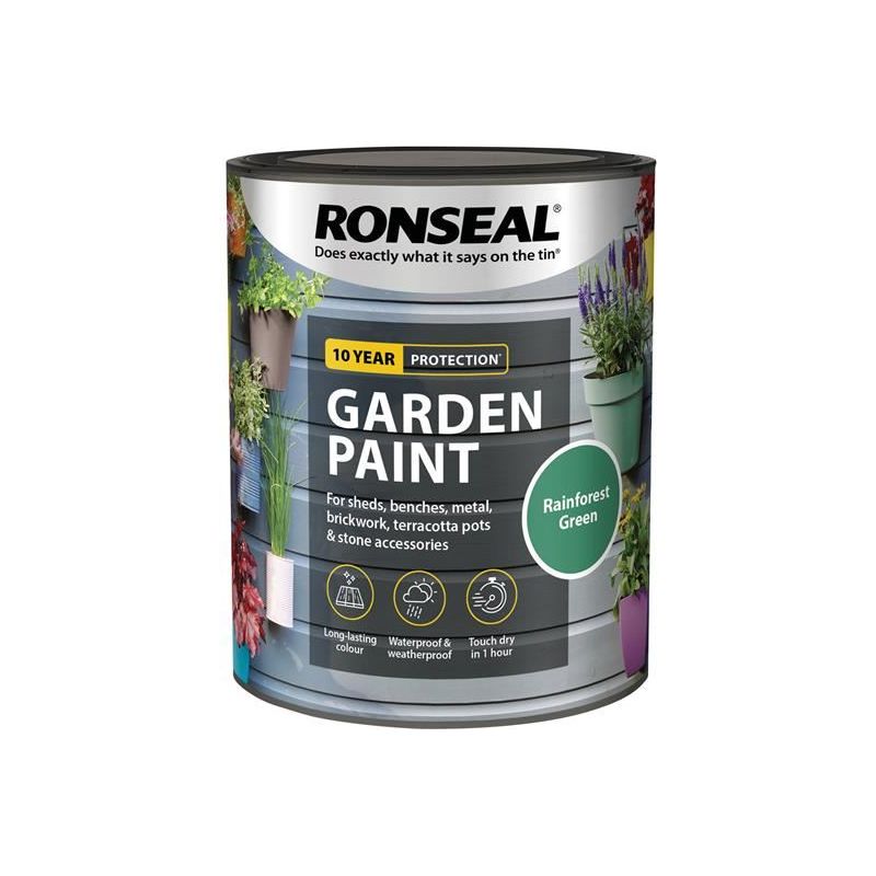 Ronseal Garden Paint Rainforest Green 750ml Ronseal - RockBottom Nothampton