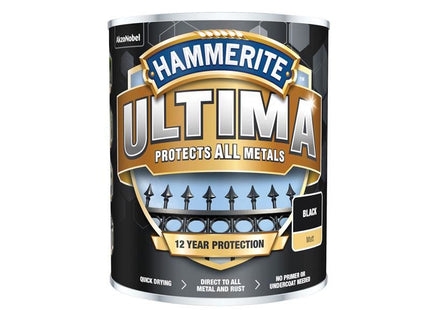 Hammerite Ultima Metal Paint Matt Black 750ml Hammerite - RockBottom Northampton